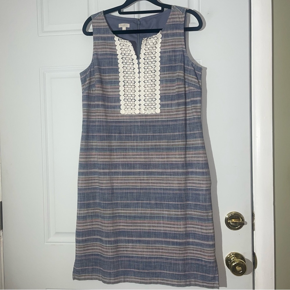 Talbots Sleeveless Cotton Split Neck Sheath Dress, Size 8Petite